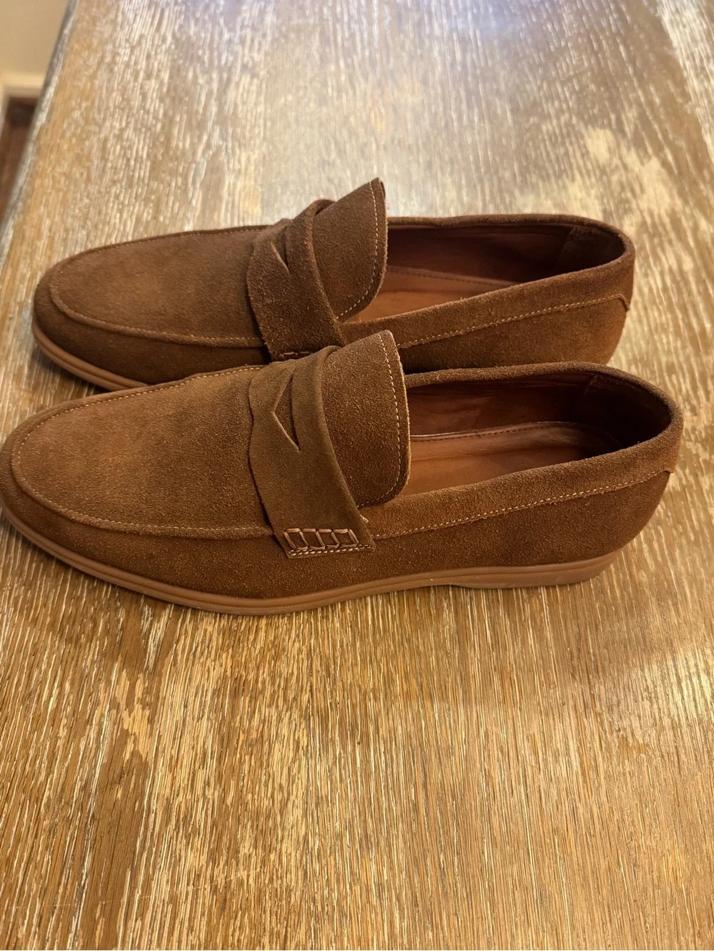 Men's Suede Penny Loafers in Brown